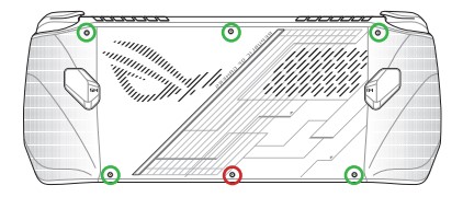 disposition des vis sur la coque arrière de la ROG ALLY