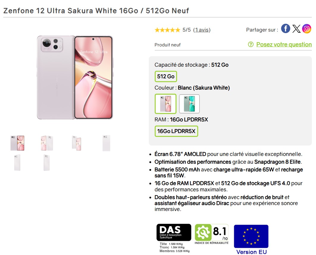DAS ZenFone 12 Ultra